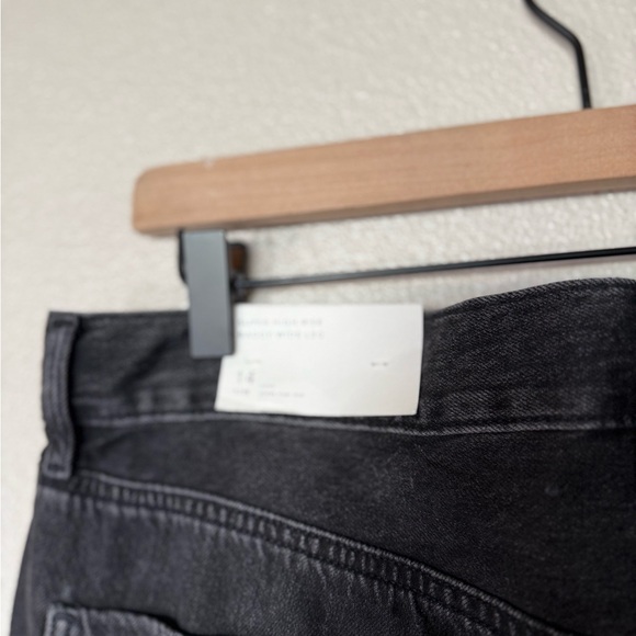 NWT American Eagle Super High Rise Baggy Wide Leg Jeans Black Size 14 Long - Picture 8 of 9